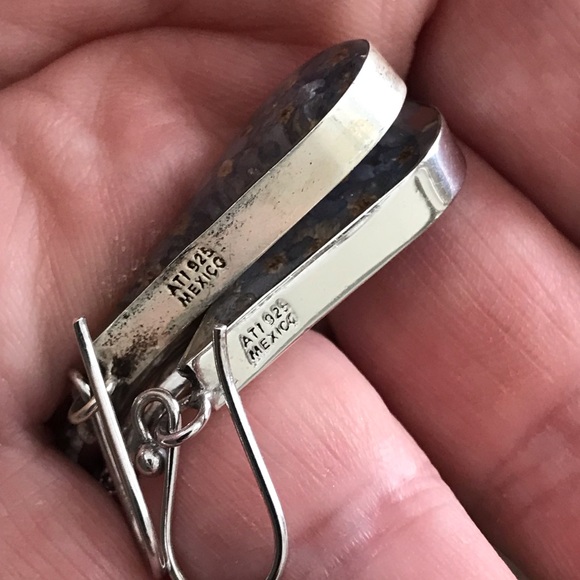 Vintage Sterling Silver Glass Flower Earrings - Picture 2 of 10